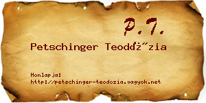 Petschinger Teodózia névjegykártya